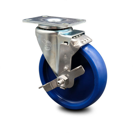 SERVICE CASTER 5 Inch Solid Polyurethane Wheel Swivel Top Plate Caster with Brake SCC SCC-20S514-SPUS-TLB-TP2
